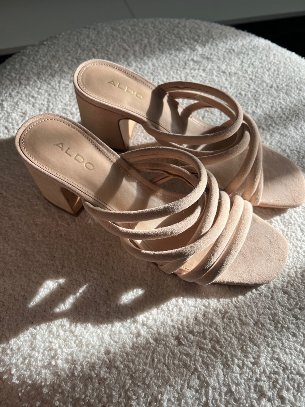 Aldo Blush Strappy Block Heel Sandals